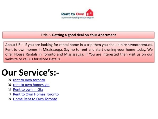 title getting a good deal on your apartment