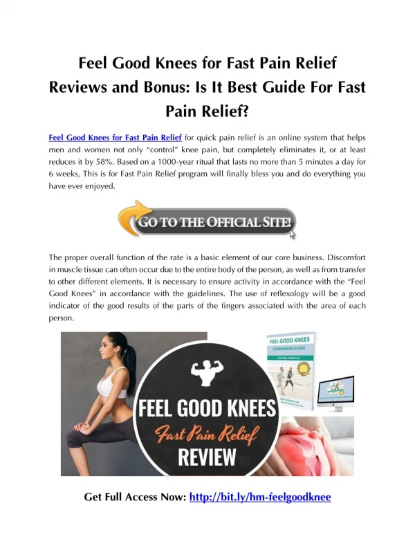 Feel Good Knees for Fast Pain Relief Reviews and Bonus