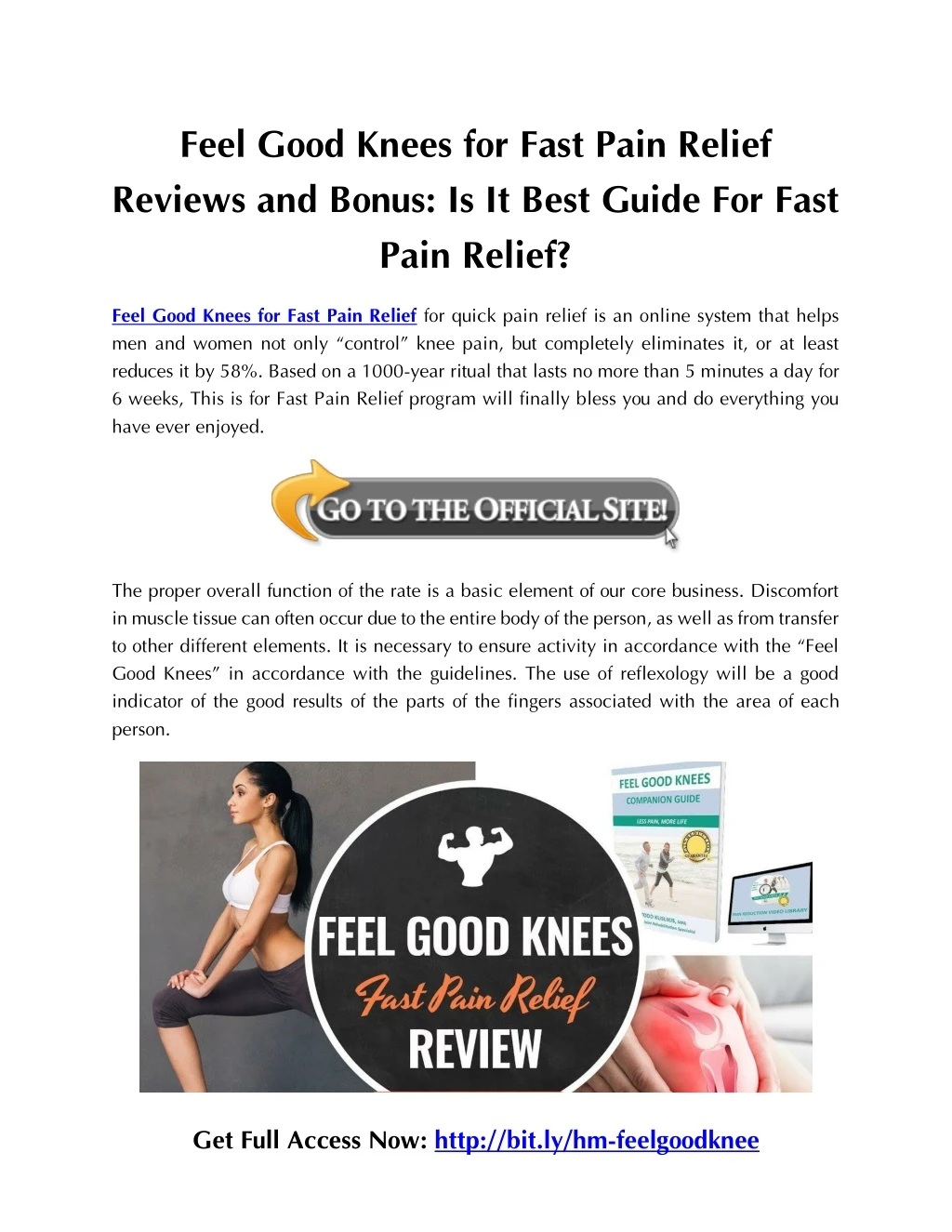 feel good knees for fast pain relief reviews