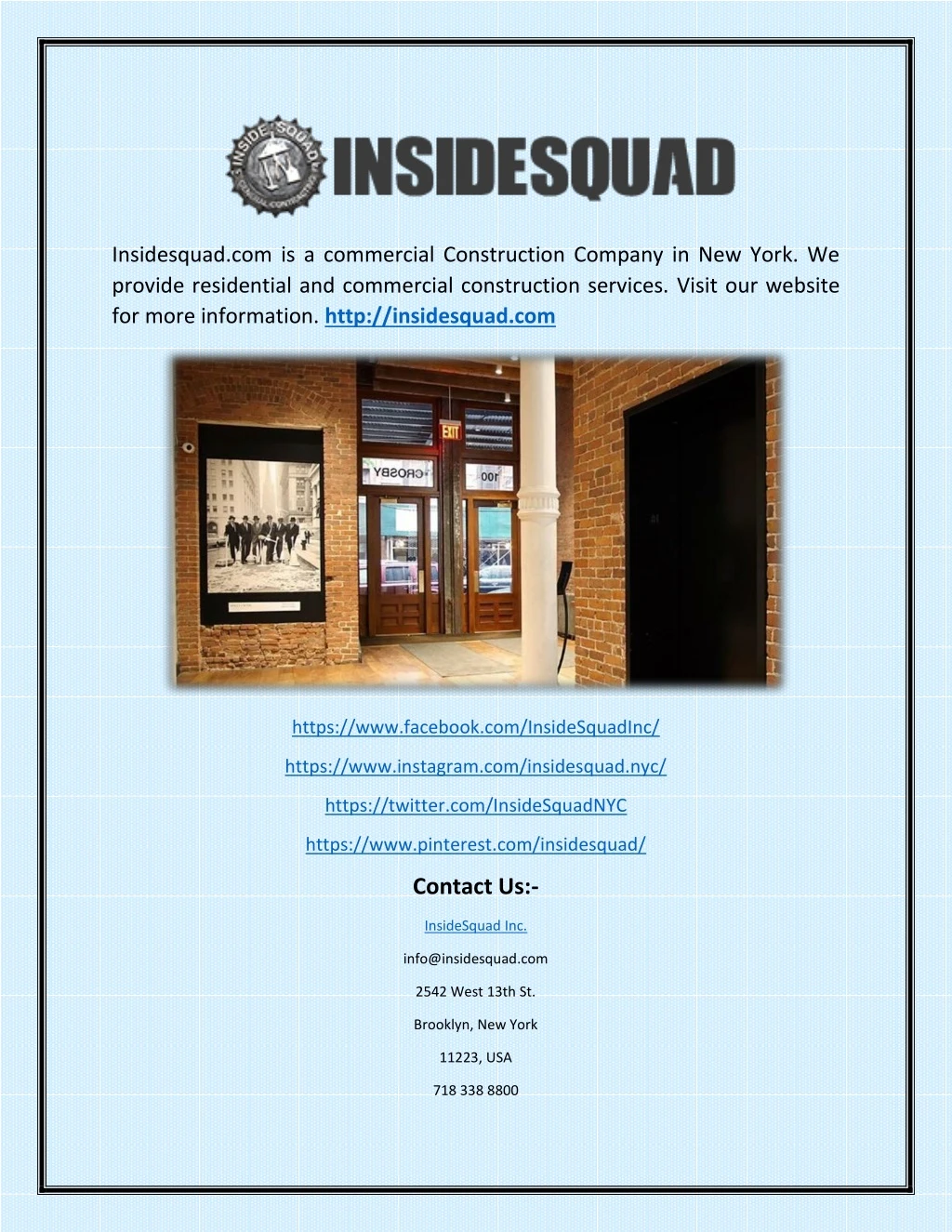 insidesquad com is a commercial construction