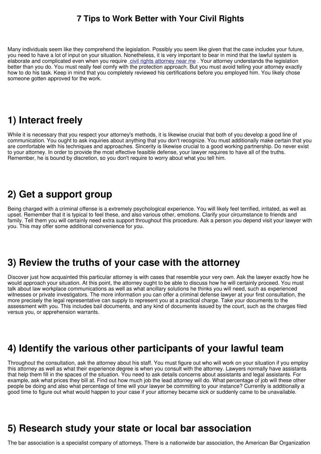 7 tips to work better with your civil rights