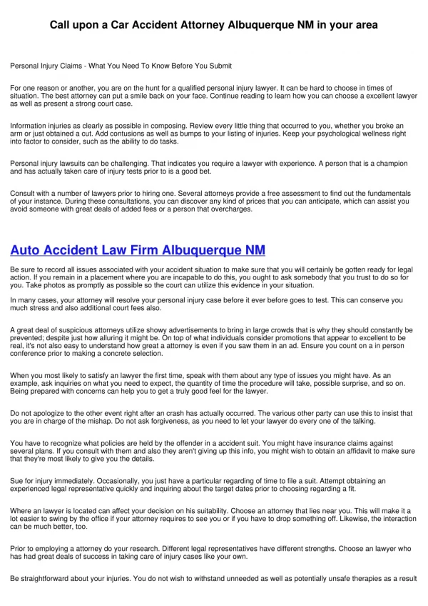 Find the Best Car Accident Law Firm Albuquerque in your area