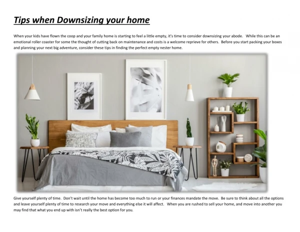 tips when downsizing your home