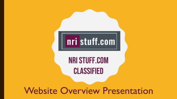 NRI Stuff Classified Portal Overview Presentation