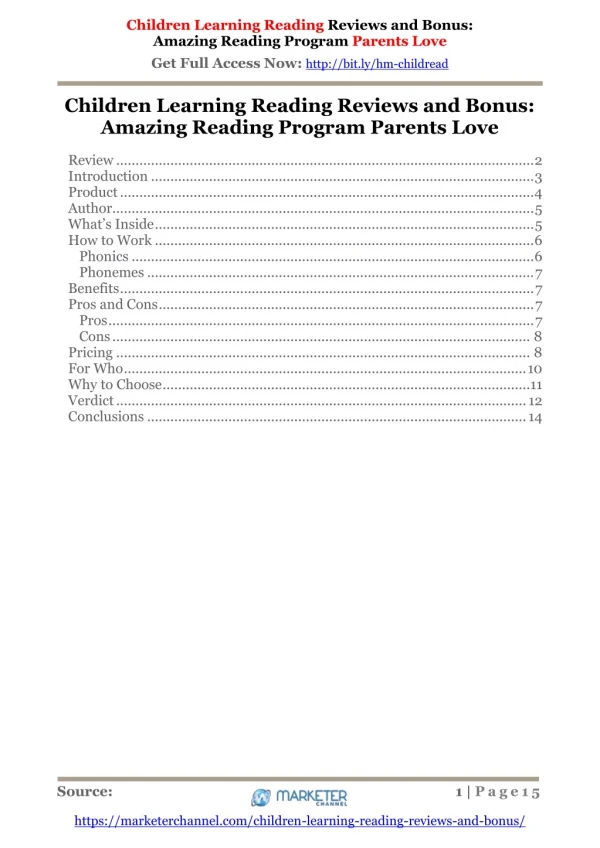 Children Learning Reading Reviews and Bonus: Amazing Reading Program Parents Love