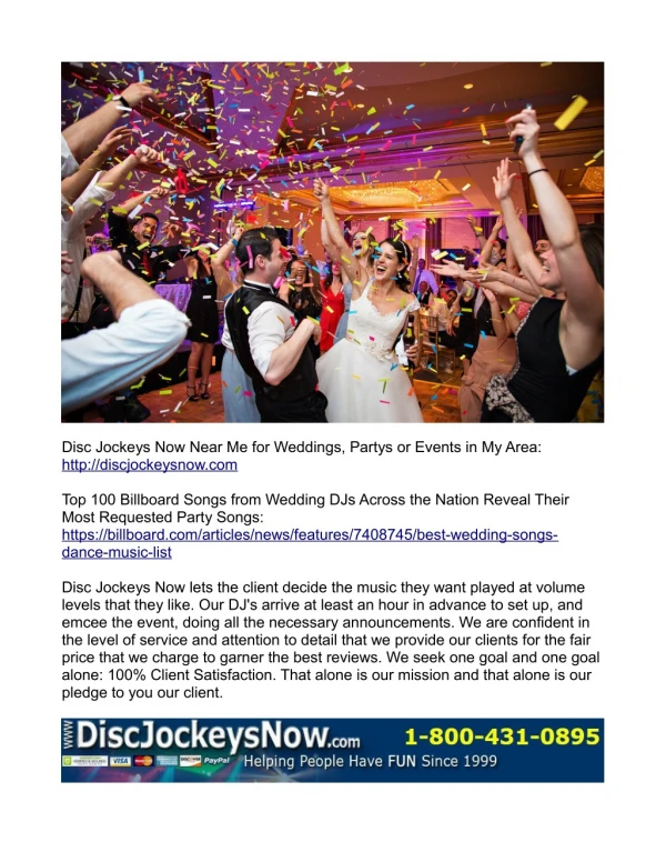 Disc Jockeys (DJs) near me for wedding service or reception partys and events
