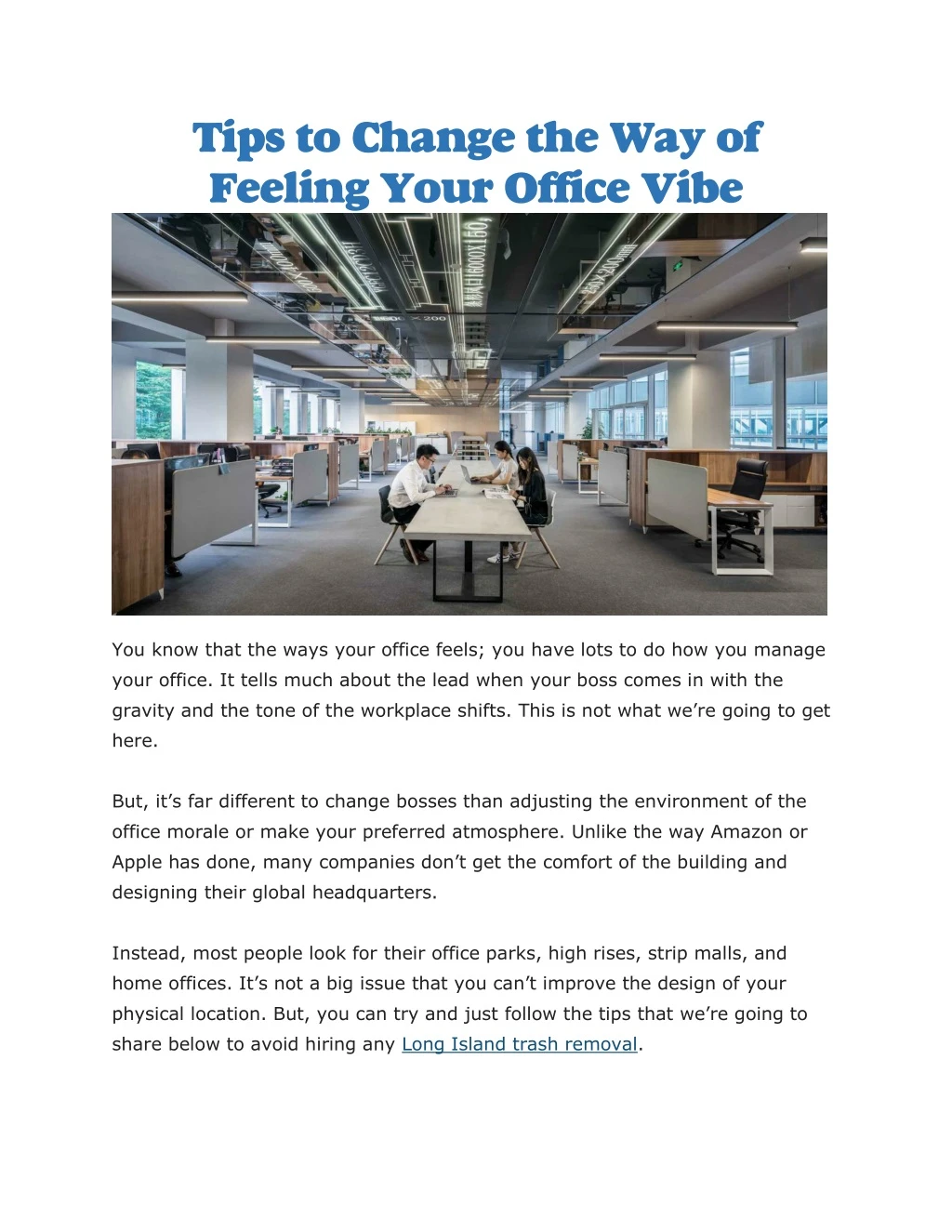 tips to change the way of feeling your office vibe