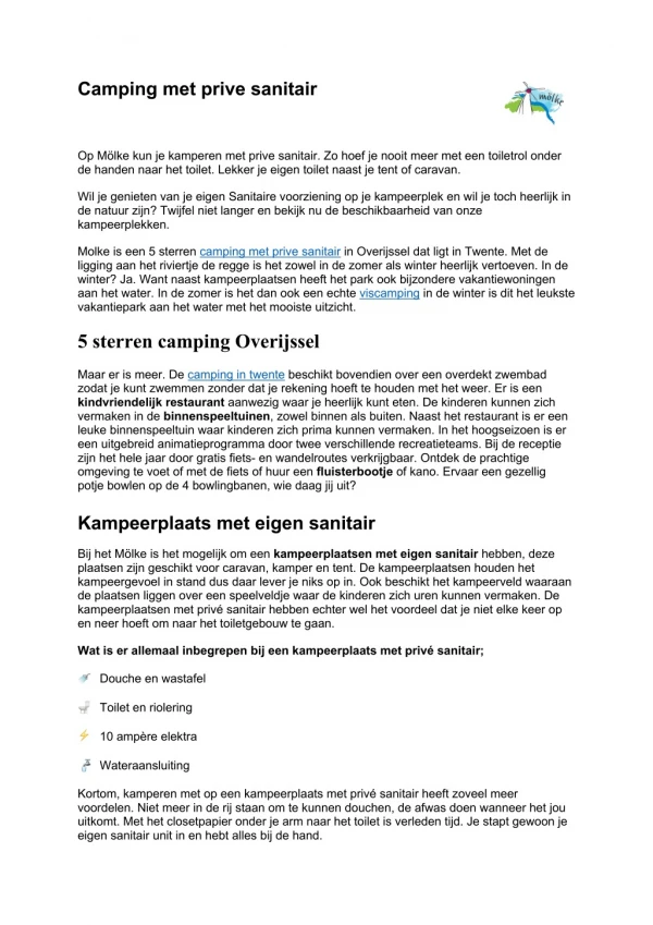 camping met prive sanitair