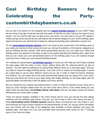 Cool Birthday Banners for Celebrating the Party custombirthdaybanners.co.uk