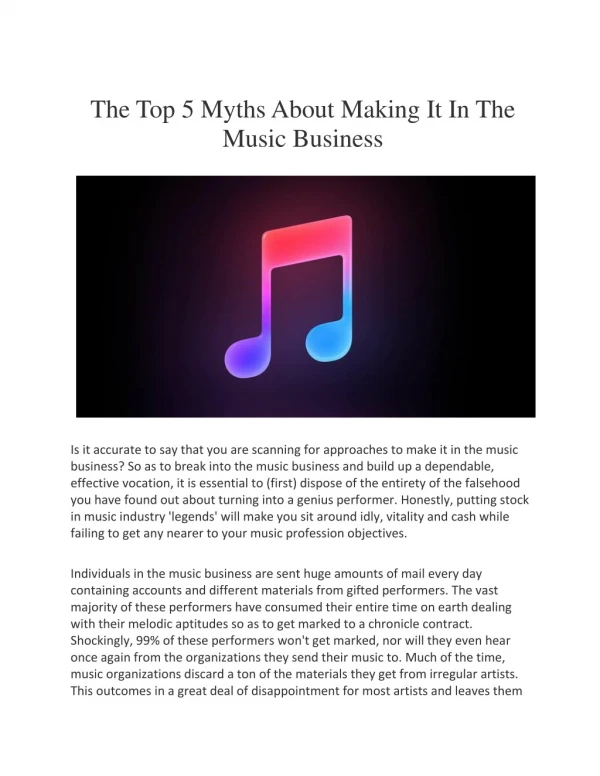 The Top 5 Myths About Making It In The Music Business