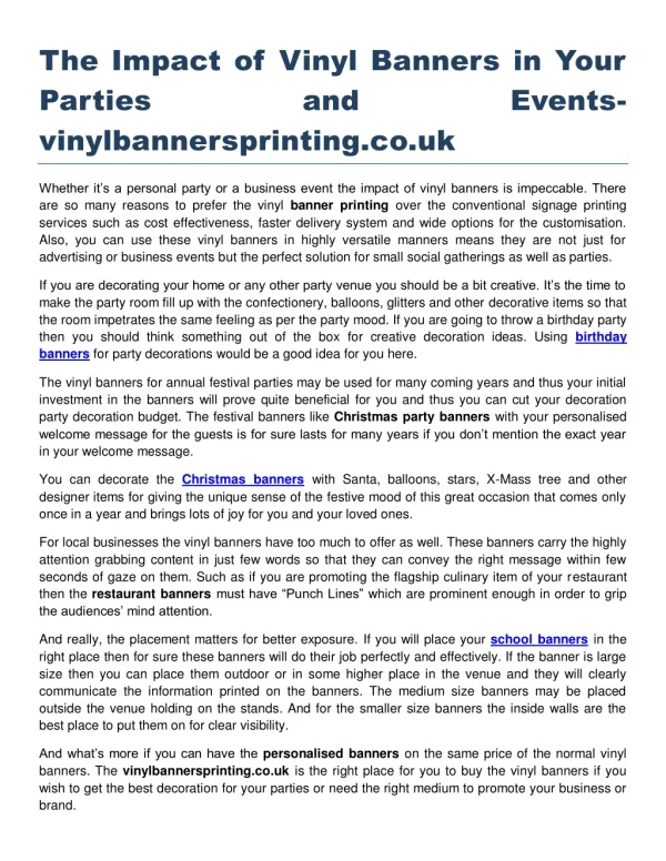 The Impact of Vinyl Banners in Your Parties and Events vinylbannersprinting.co.uk