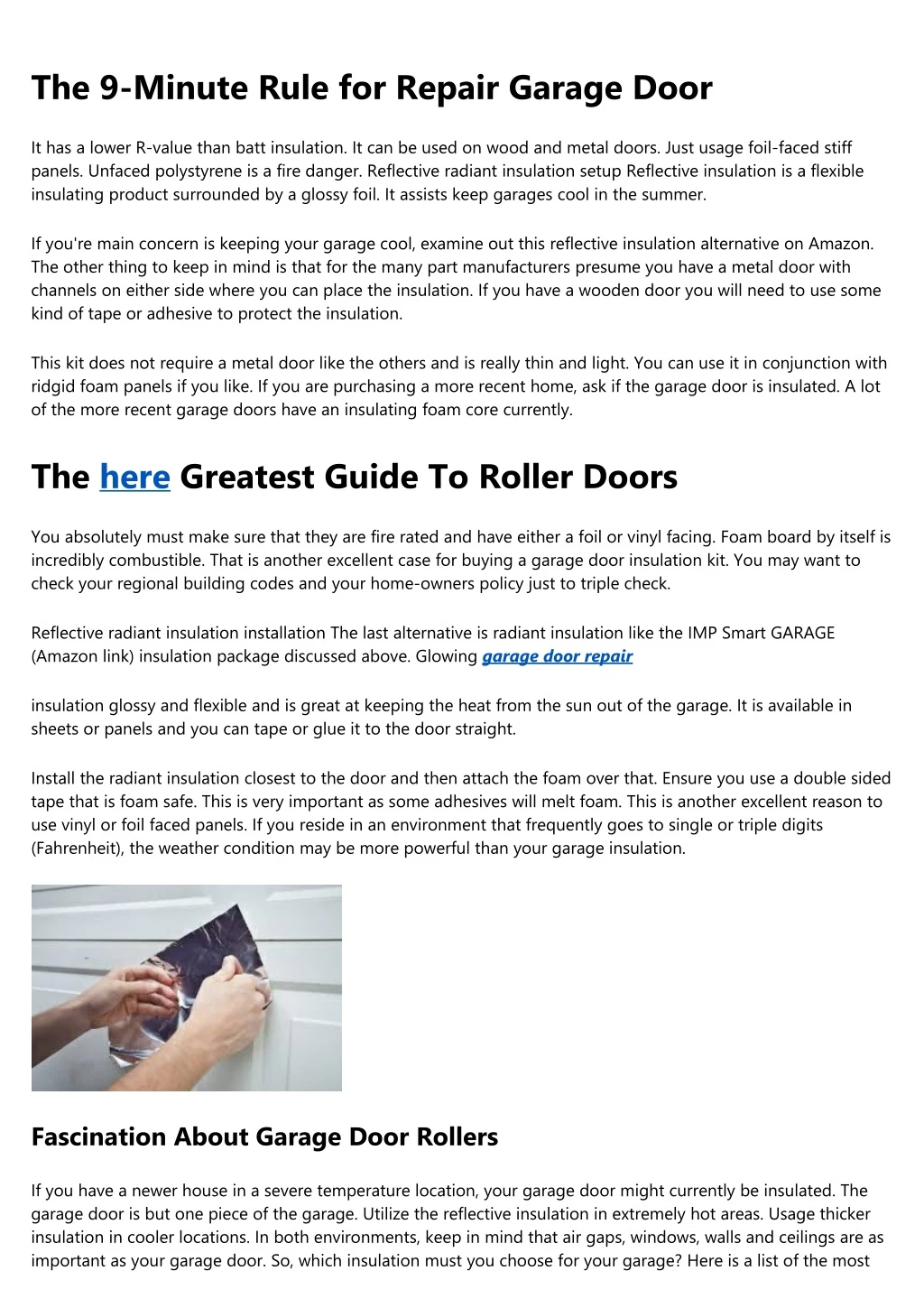 the 9 minute rule for repair garage door
