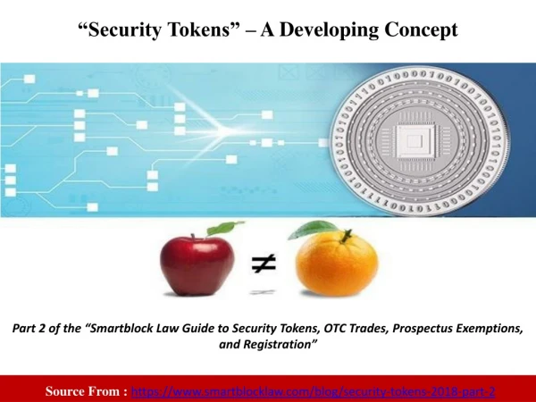 “Security Tokens” – A Developing Concept