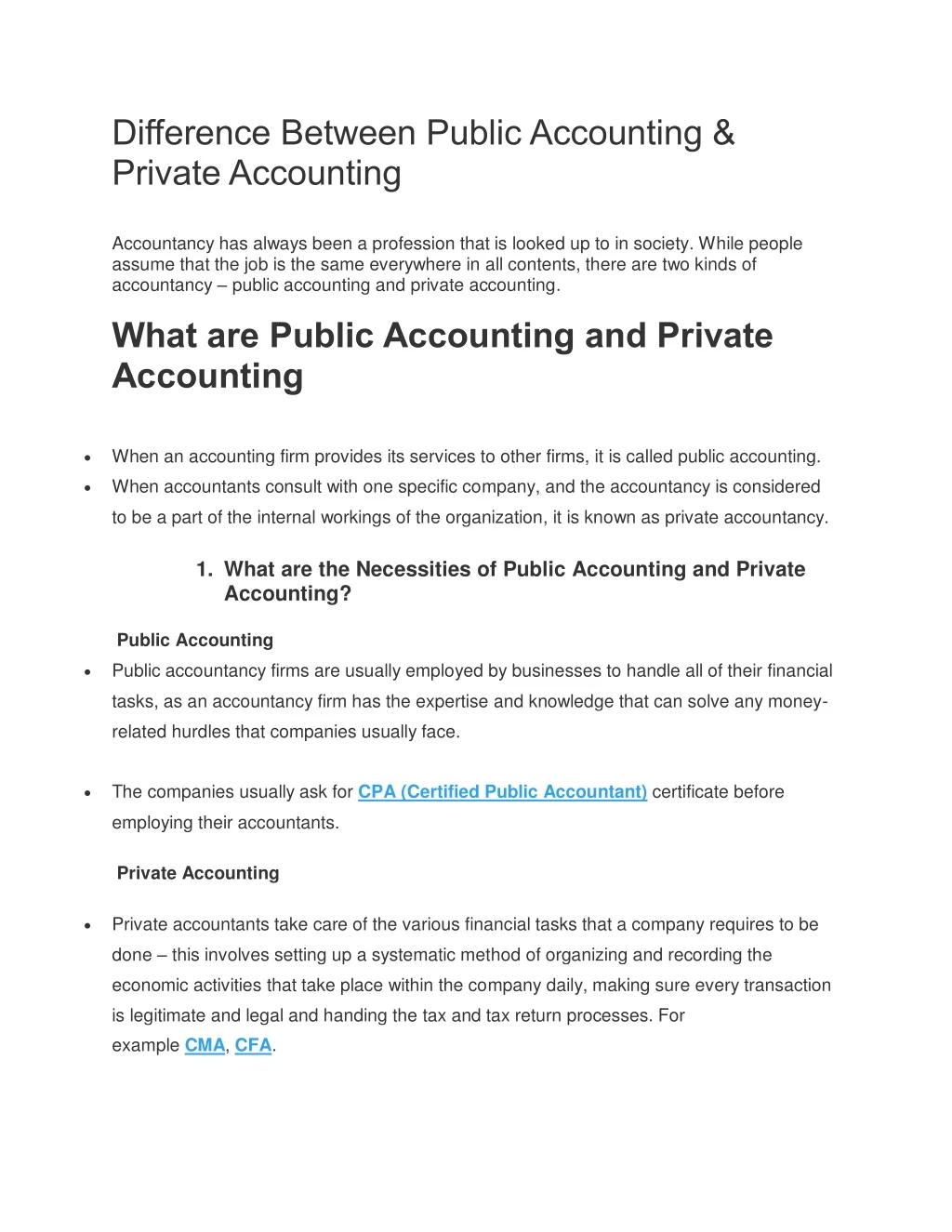 difference between public accounting private
