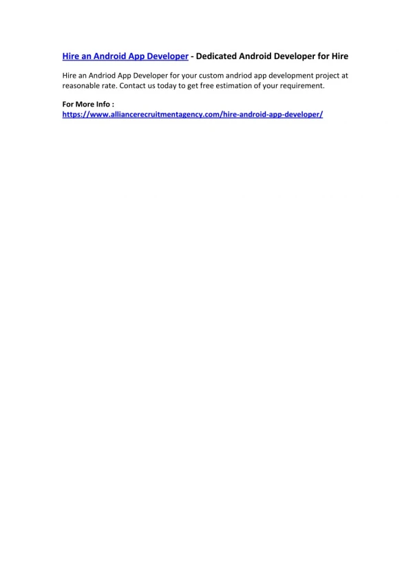 hire an android app developer dedicated android