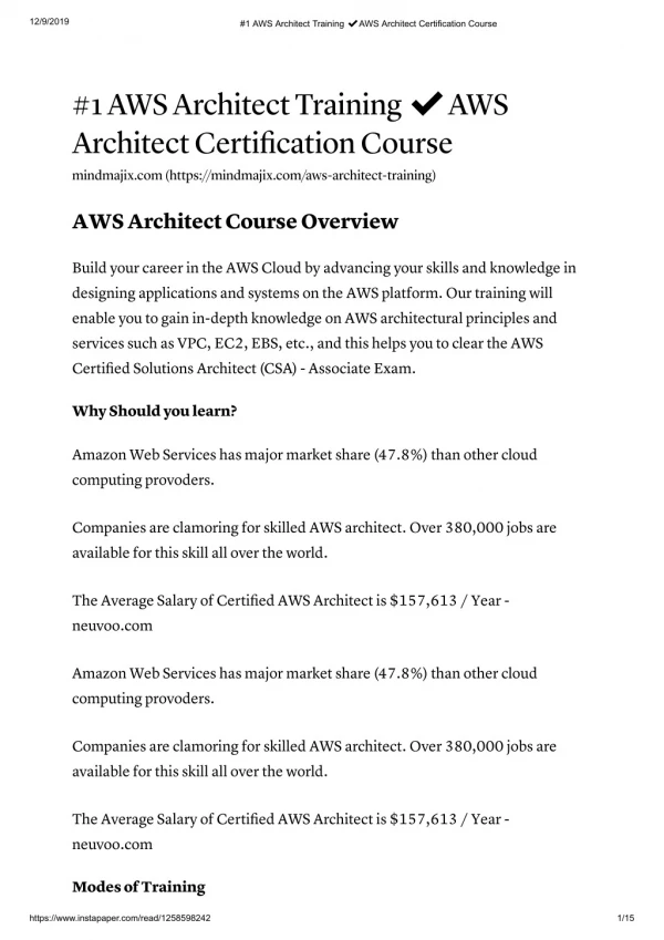 Boost Your Career With AWS Architect Course