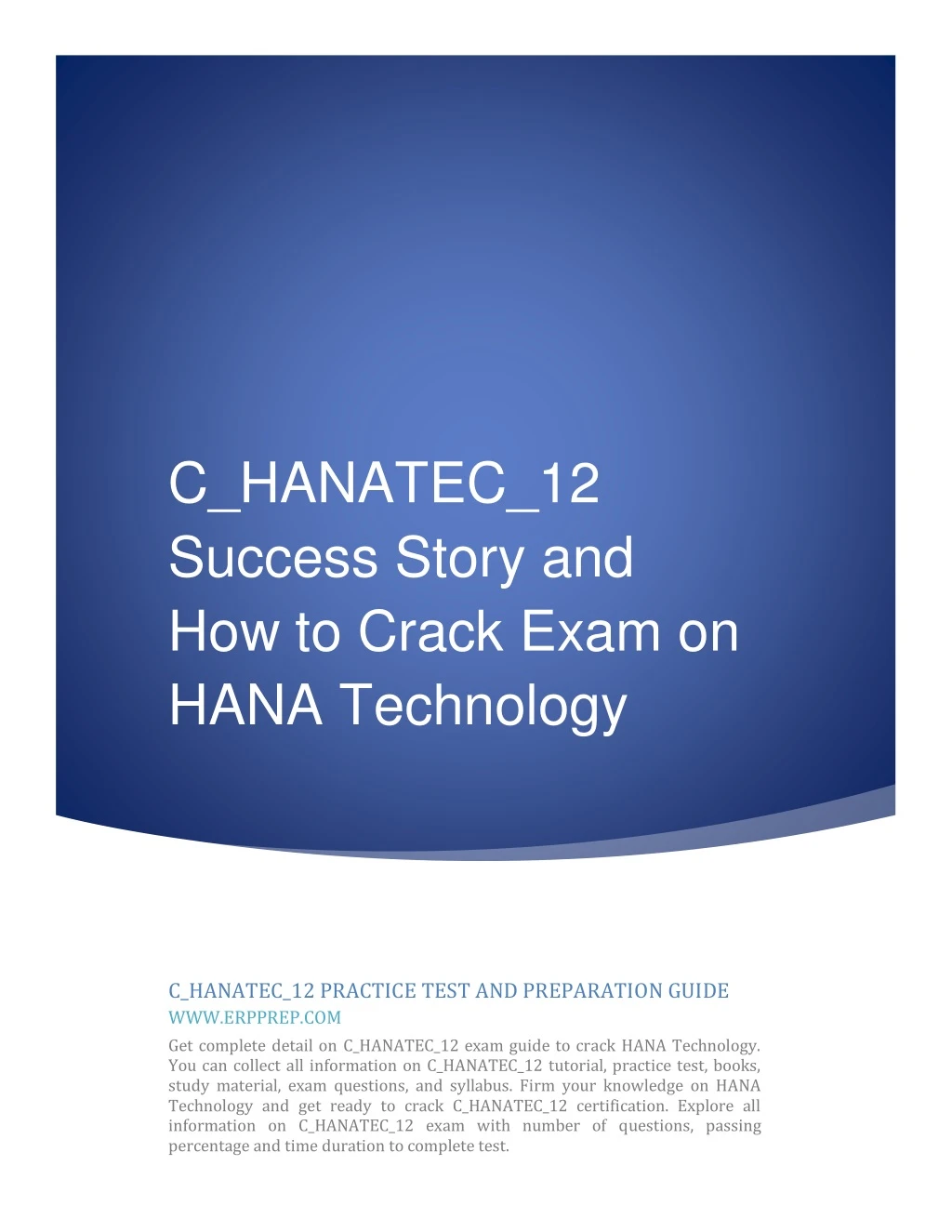 c hanatec 12 success story and how to crack exam