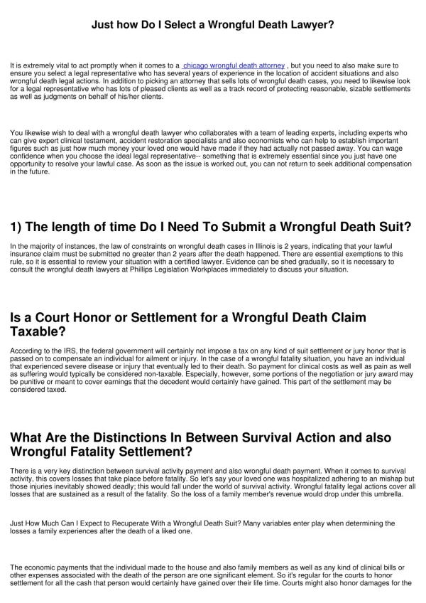 Just how Do I Select a Wrongful Death Lawyer?