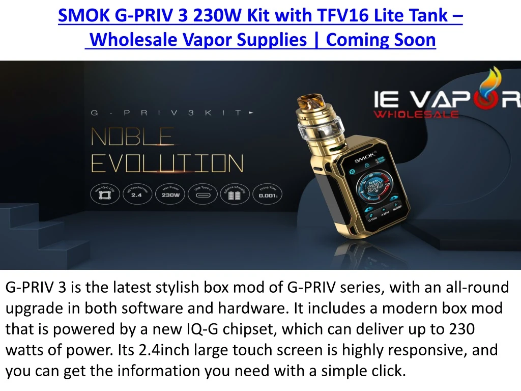 smok g priv 3 230w kit with tfv16 lite tank
