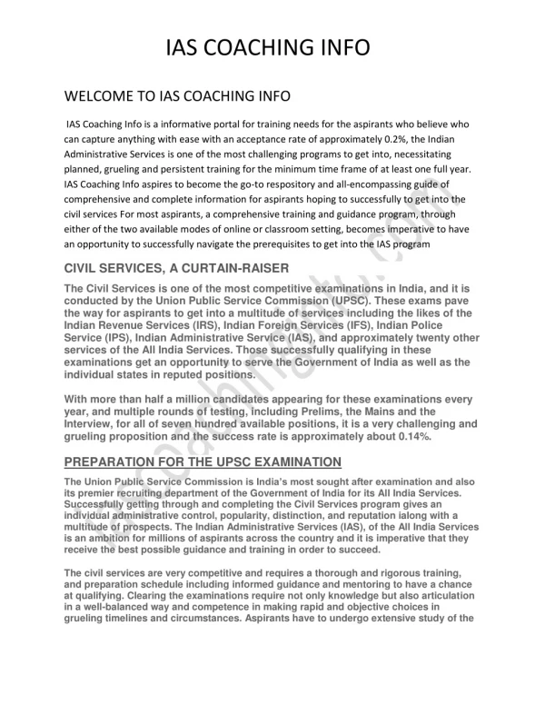 IAS Coaching Info