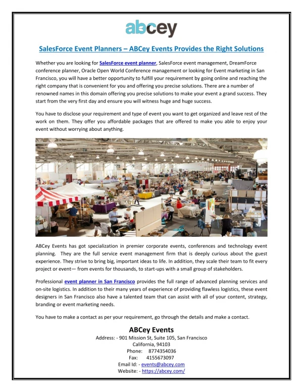 salesforce event planners abcey events provides
