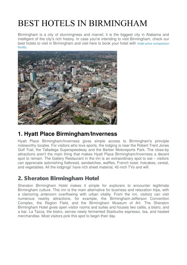 BEST HOTELS IN BIRMINGHAM