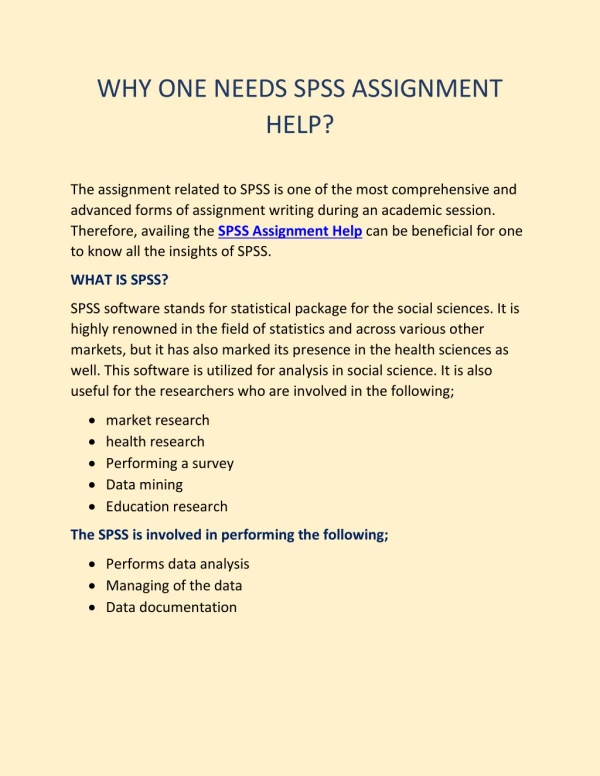 WHY ONE NEEDS SPSS ASSIGNMENT HELP?
