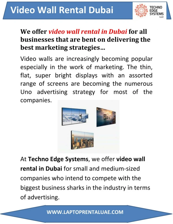 Video Wall Rental Dubai - LED Video Wall Rental UAE