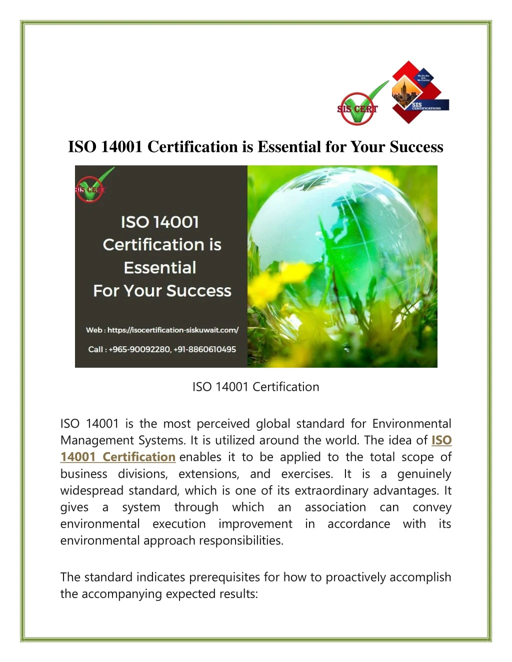 iso 14001 certification is essential for your