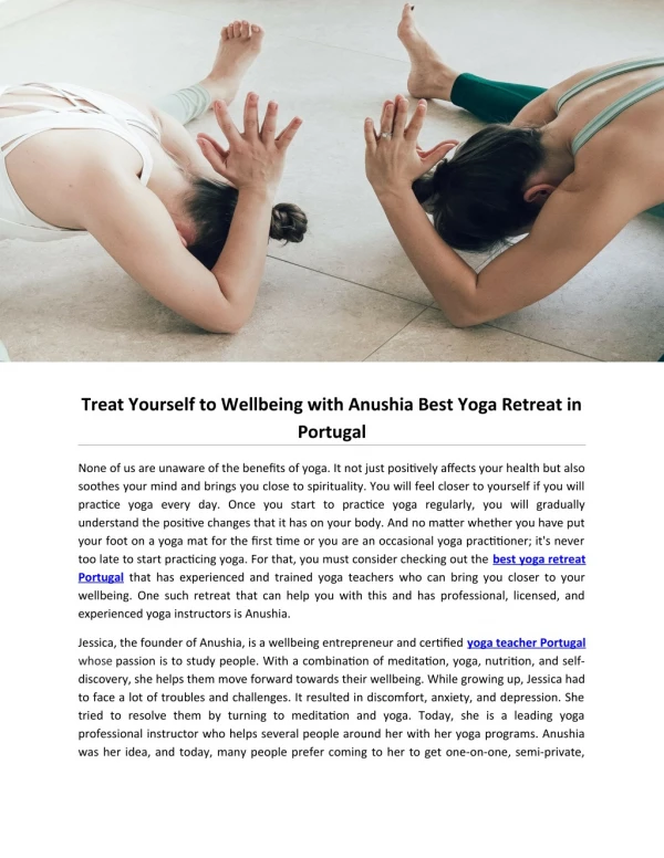 Treat Yourself to Wellbeing with Anushia Best Yoga Retreat in Portugal