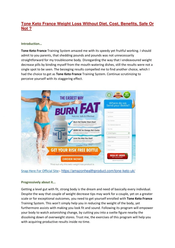 Tone Keto France Weight Loss Without Diet, Cost, Benefits, Safe Or Not ?