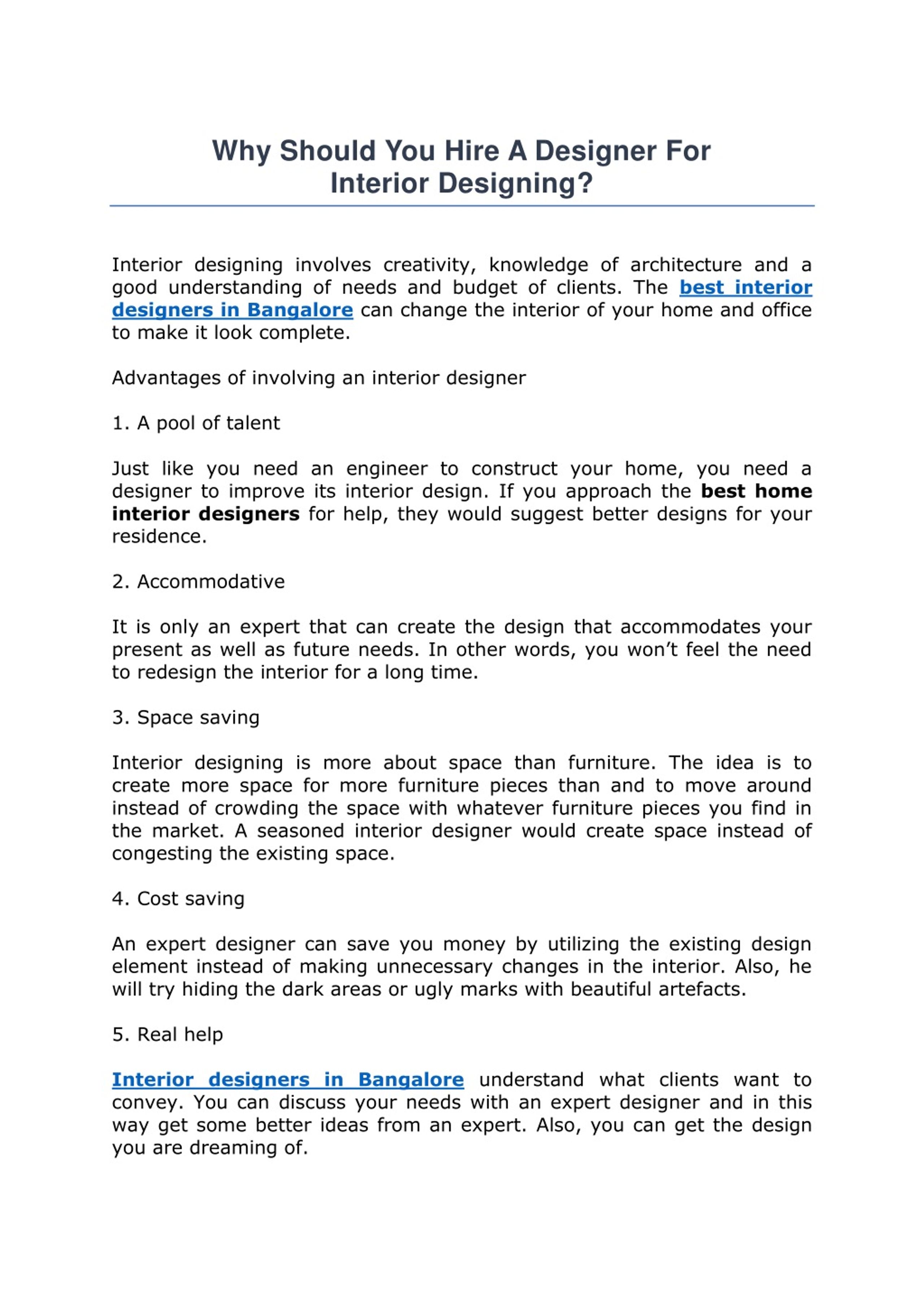 PPT - Why Should You Hire A Designer For Interior Designing? PowerPoint ...