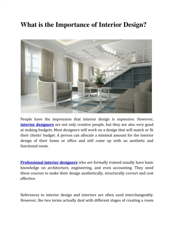 What is the Importance of Interior Design?