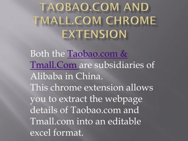 Taobao.com and Tmall.com Chrome Extension