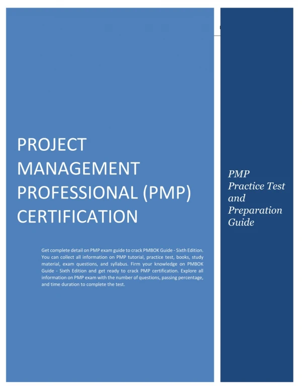 [Study Guide] Project Management Professional (PMP) Certification