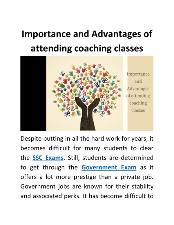 Importance and Advantages of attending coaching classes