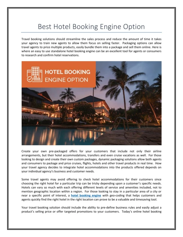 Best Hotel Booking Engine Option