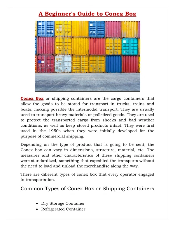 What is a Conex Box?