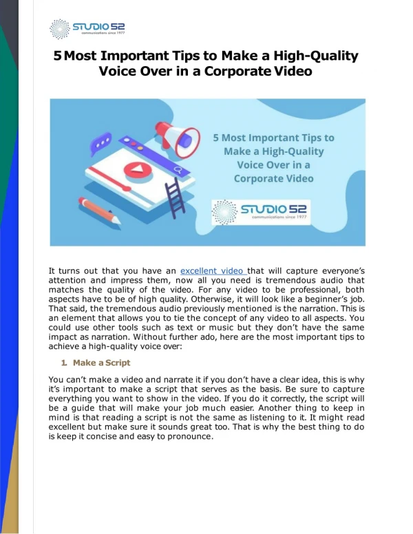 5 Most Important Tips to Make a High-Quality Voice Over in a Corporate Video