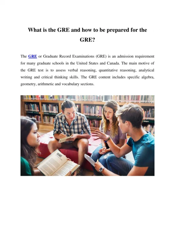 What is the GRE and how to be prepared for the GRE?