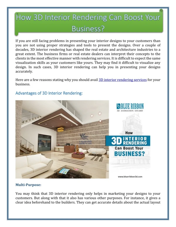 How 3D Interior Rendering Can Boost Your Business?