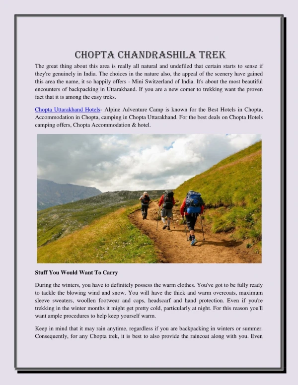Chopta Chandrashila Trek