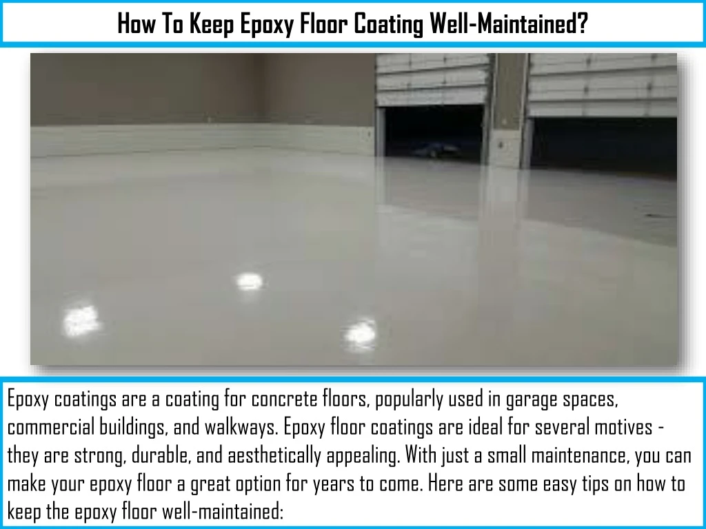 how to keep epoxy floor coating well maintained