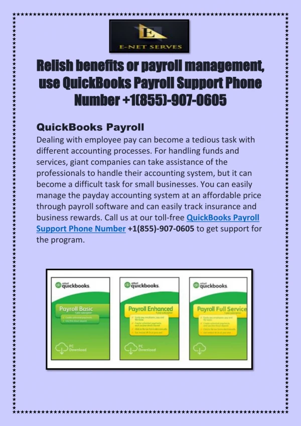 QuickBooks Payroll Support Phone Number  1(855)-907-0605