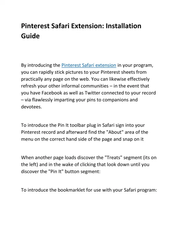 Pinterest Safari Extension: Installation Guide