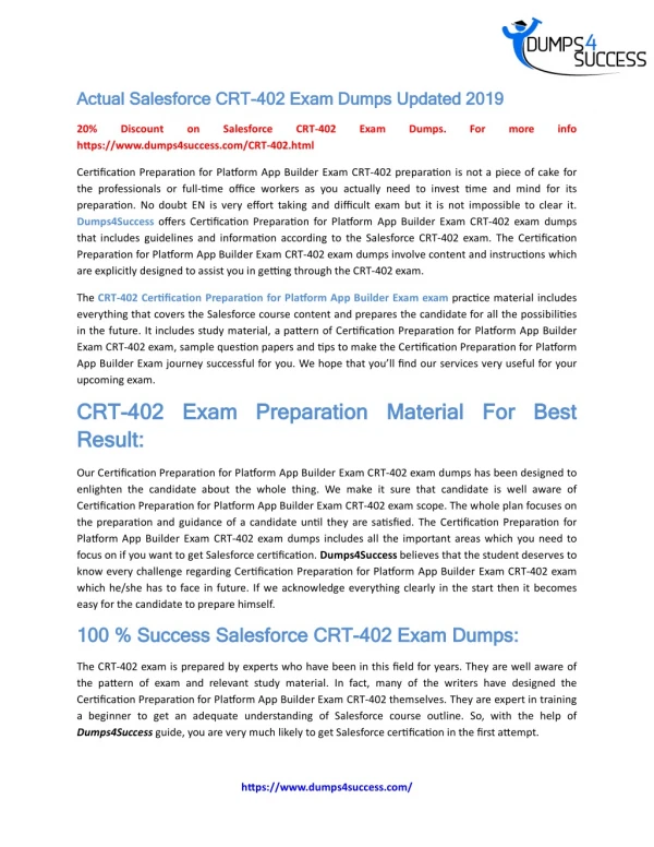 Download Salesforce CRT-402 [2019] Exam Dumps with Up to Date Questions