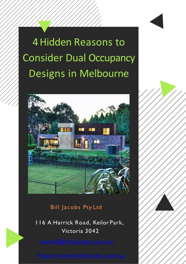 4 Hidden Reasons to Consider Dual Occupancy Designs in Melbourne