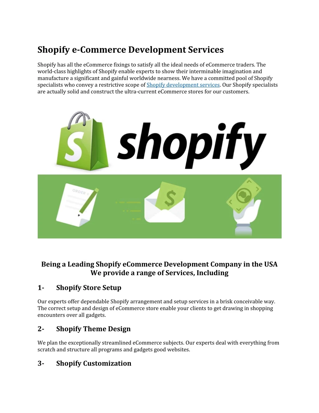 shopify e commerce development services