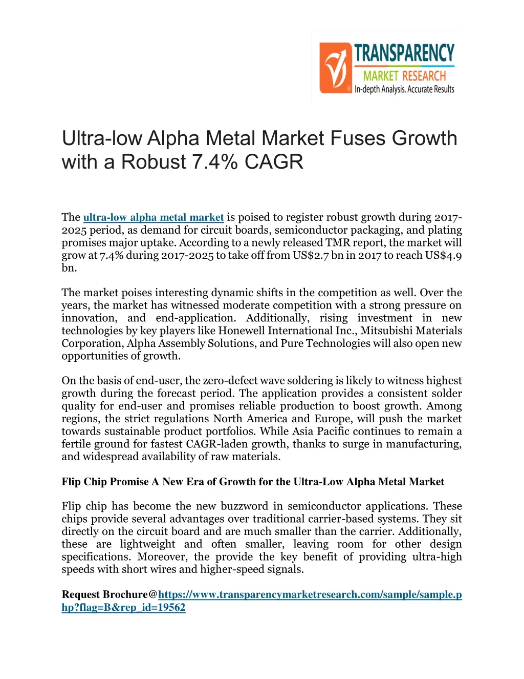 ultra low alpha metal market fuses growth with