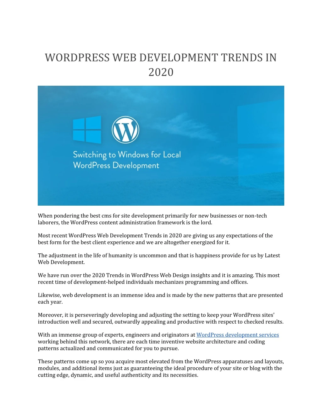 wordpress web development trends in 2020